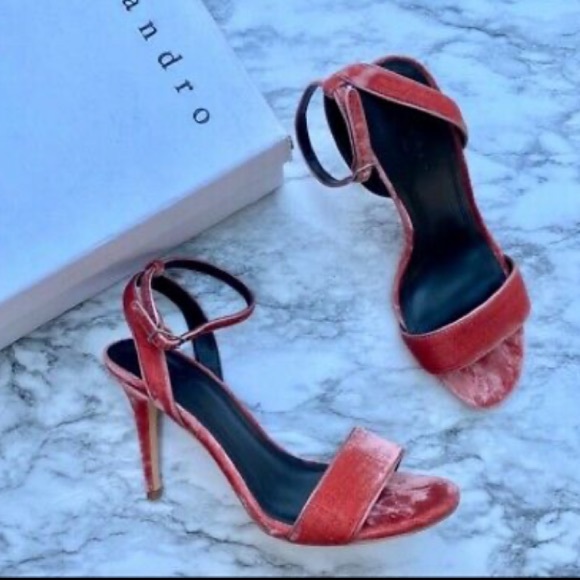 Sandro Nina dk green velvet sandals - Picture 4 of 6